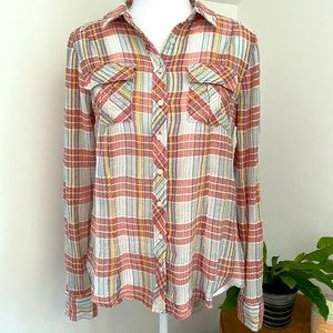 We The Free plaid button down top